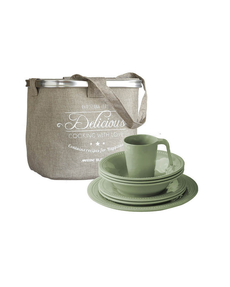 24-teiliges Geschirrset + Korb Harmony mint Marine Business MARINE BUSINESS Harmony