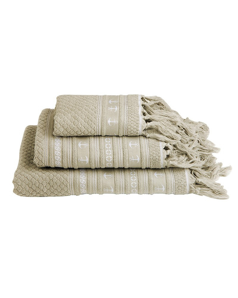 Handtuchset Santorini Anchors Beige Marine Business MARINE BUSINESS Bathroom