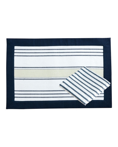 Platzdecke + Servietten Beige/Blue striped Marine Business MARINE BUSINESS Tischwaren