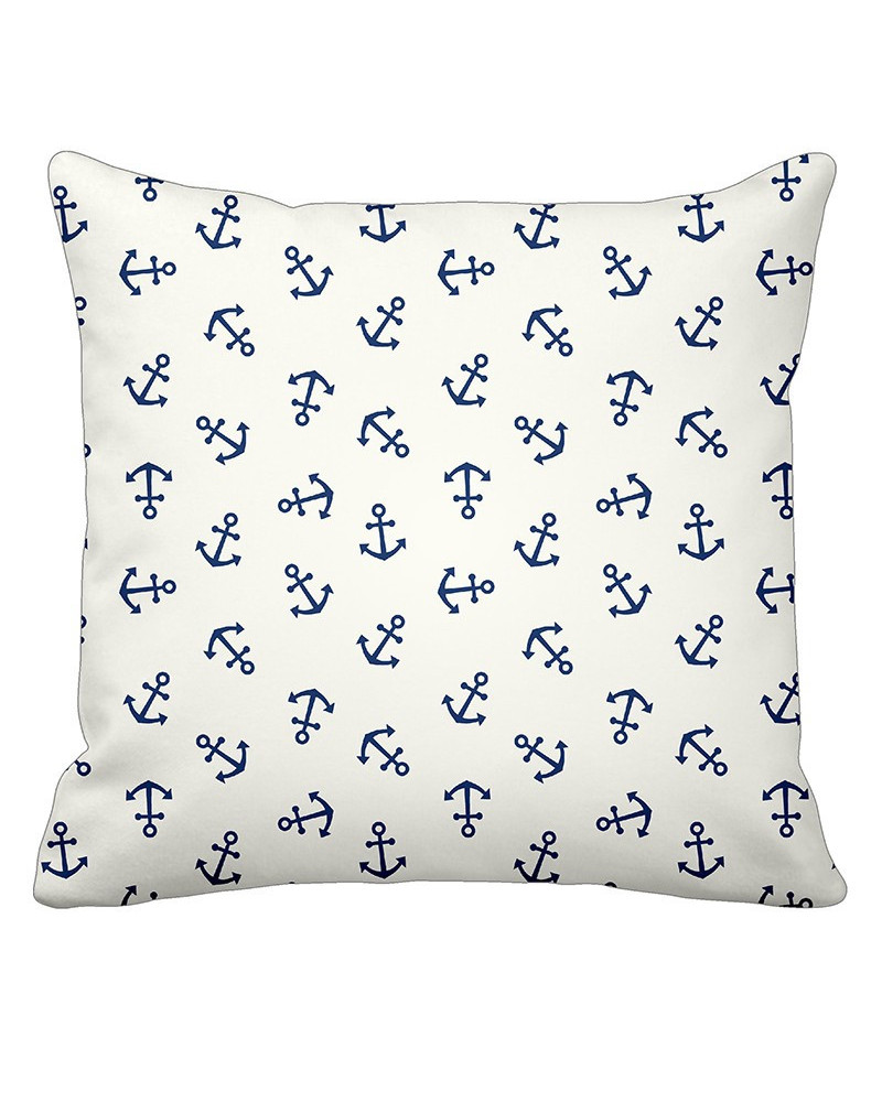 Krasilnikoff Maritimer Kissenbezug Anker weiß-blau  Maritime Kissen