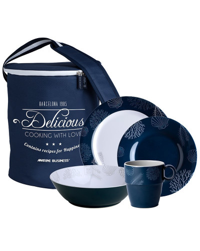 24-teiliges Geschirrset + Tragebehälter Living Marine Business  Living