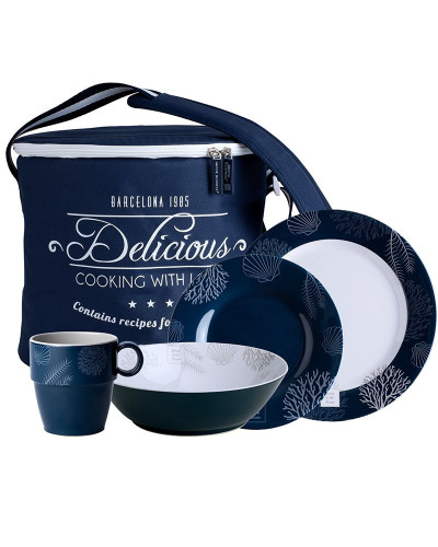 16-teiliges Geschirrset + Tragebehälter Living Marine Business  Living