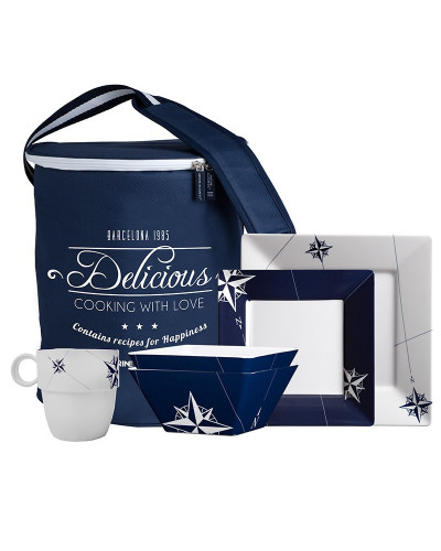 24-teiliges Geschirrset eckig + Tragebehälter Northwind Marine Business MARINE BUSINESS Bootsgeschirr