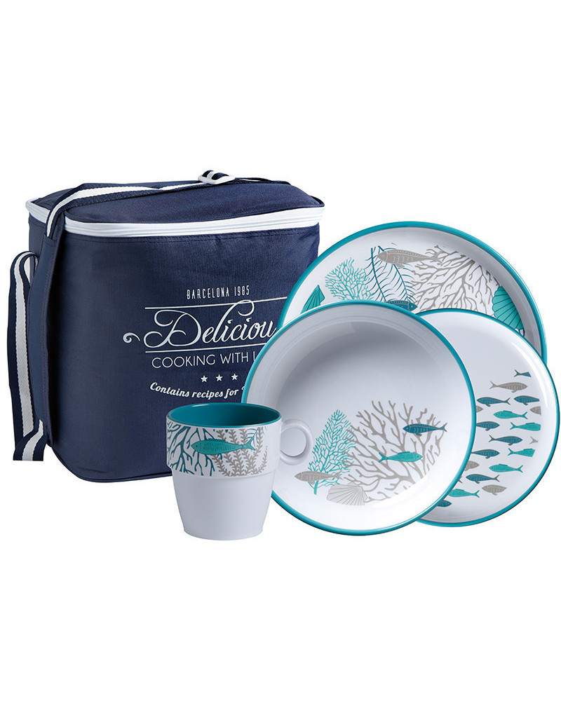 24-teiliges Geschirrset + Korb Coastal Marine Business  Coastal