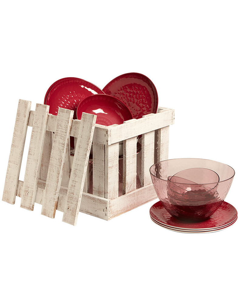 24-teiliges Geschirrset + Holzbox Rosette purple MARINE BUSINESS Bootsgeschirr