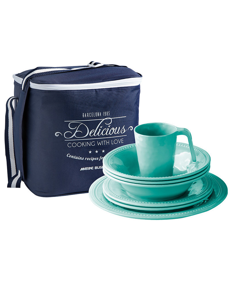 24-teiliges Geschirrset + Korb Harmony aqua Marine Business MARINE BUSINESS Harmony