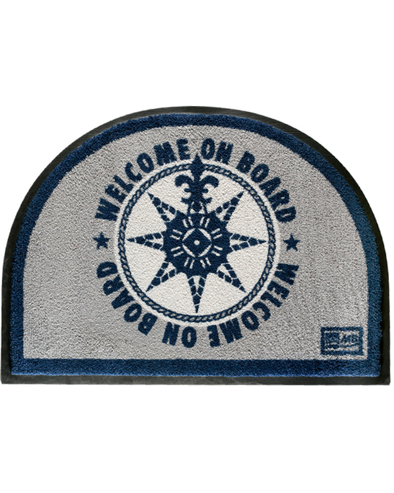 Rutschfeste Fußmatte Round grey on board Welcome Marine Business Ac...