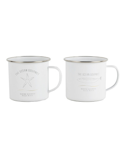 Emaille Becher white Menorca Marine Business