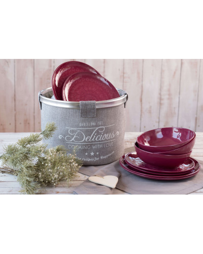 36-teiliges Geschirrset + Korb Rosette purple MARINE BUSINESS Bootsgeschirr